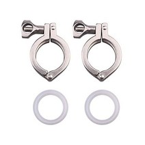 DERNORD Tri-clamp 스테인리스 스틸 304 싱글 핀 튼튼한 트라이 클램프 페룰 TC용 윙 너트 포함 실리콘 개스킷 1개(3 8cm(1 5인치) 클램프+실리콘 개스킷)(, 1.5 Inch Tri clamp Size 2 Pac