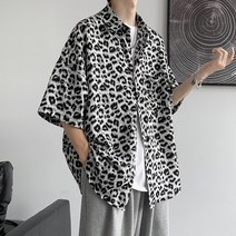GBG 남자 호피무늬 레오파드 셔츠 호피 반팔 남 여름 디자인 소탈