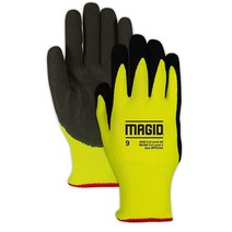 MAGID 패딩 처리된 팜 레벨 A6 절단 방지 작업 장갑 PR 1개 향상된 액체 그립 샌디 니트릴 코팅니트릭스 사이즈 7/S 재사용 가능 15게이지 HPPE PPD540 USA, 8/M, 1 Pair