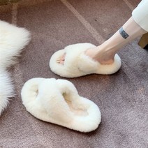 gcs보드 단열재 결로방지 [토끼 플러시 천] 여성용 슬리퍼 실내 가을 겨울 2023 인터넷 적외선 착용 세, 39, 크림색의 흰색