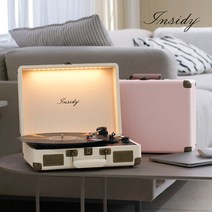 [인사이디]IBT-Retro Light 턴테이블 블루투스 스피커 조명 무드등 LP 플레이어, IBT-Retro Light(핑크)