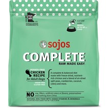 Sojos Complete 치킨 레시피 성인용 동결 건조 곡물 프리 탈수 강아지 사료, 7-lb bag