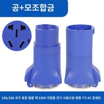전기스쿠터 완속 전기차 볼트 핀 젠더 이군젠더 전동킥보드 충전, 모+수 변환 헤드(블루 콤비네이션)