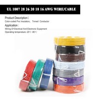 전기선 PVC RoHs 케이블 장비 전선 주석 도금 도체 1/5 미터 1007 28 26 24 22 20 18 16 AWG AWM 300V, [01] WHITE, [06] 16 AWG, [02] 5M
