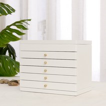 원목 우드 보석함 주얼리 악세사리 귀걸이 목걸이 반지 피어싱 보관함 정리함 케이스, 6단 화이트개