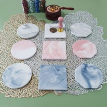 실링왁스 대리석 받침대 원형, 대리석받침-원형핑크