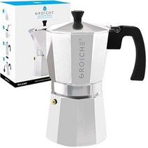 GROSCHE 밀라노 스토브탑 에스프레소 메이커 Moka Pot 9컵 15.2oz, Silver_9 cup