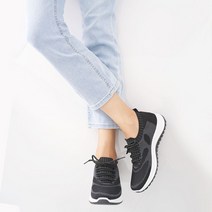 [슈플랜] 투톤 레이스업 니트 슬립온 스니커즈 여성 워킹화 운동화 3color 3.5cm C-3751