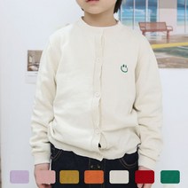 아이크레용 아동 스마일 자수 니트 가디건