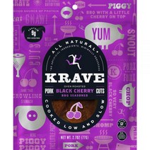 Krave Gourmet 양념 돼지고기 육포 커트 블랙 체리 바베큐 2.7 oz