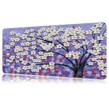 croad k20 적축 매크로 숫자 보조 키보드 Pu 가죽 대형 게임 마우스 패드 컴퓨터 Mousepad 유화 인쇄 비 슬립 방수 데스크탑 PC, [01] 30x80CM, [11] 18.purple tree paint