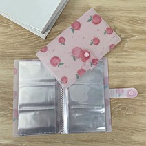 콜북 콜렉트 점보 1단 2단 포카 북 버클 투명 카드 소녀 학생 포켓 홀더와 앨범, 복숭아