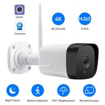 영어 매뉴얼 옥외 Camhi 8MP 별빛 와이파이 IP 카메라 양방향 오디오 소니 IMX415 4K 초고화질 보안 H265 CCTV 모니터링 VIF TF카드 P2P, 캠 64G, 중국 명사