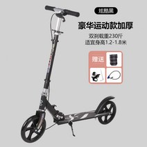 수동 킥보드 묘기 킥보드 성인 용 스턴트스쿠터 앉아서타는전동킥보드 성인 킥보드 청소년, 럭셔리 스포츠 블랙 (더블 브레이크)