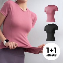 데일로엔 여성 요가 헬스 필라테스 반팔티 1+1