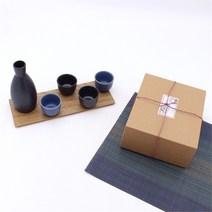 달소금 예쁜 도자기도쿠리 블랙주병/블루잔 선물세트(5P)