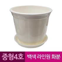 쭈bapha_라인 원형 도자기 느낌 플라스틱 화분 4호 백색 운동용품 헬스 웨이트기구 아령 스틸 아령봉 도금 근력♥LtMS, ♥LtMS받침미포함 4호 화분