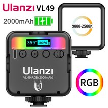 Ulanzi-VL49 RGB 비디오 라이트 2000mAh LED 패널 카메라 램프 Vlog 필 라이브 조명기구, 03 VL49 RGB Black, 03 VL49 RGB Black