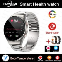 다이빙컴퓨터 화웨이 샤오미 전용 ECG + PPG 스마트 워치 혈당 건강 심박수 시계 체온 피트니스 트래커 스마트워치 2023 신제품, Silver Steel 2