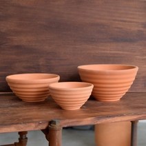 분재 화분 토분 가로 줄무늬 분재용 브라운 11x6cm