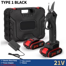 전동가위무선 전기 전정 가위 21V 30mm Pruner 정원 도구 충전식 배터리, 03 TYPE 1 black_01 EU PLUG
