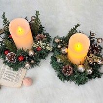 [더라임코리아] 솔방울 메리 리스 캔들용 리스 크리스마스 소품 재료, 레드