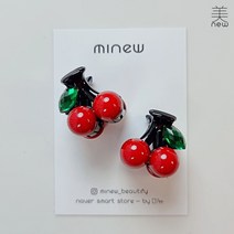 미뉴 미니 체리 헤어집게핀 명품 옆머리 앞머리 예쁜 포인트 머리핀 헤어악세사리 set