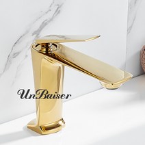 UNBAISER 금색 수전 싱크대 씽크 싱크 주방 황금 골드 수도꼭지 100%동+세라믹밸브체, B