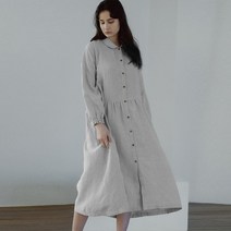 드레스 원피스 여성 봄 여름 여성을위한 캐주얼 100% 리넨 달콤한 피터팬 칼라 버튼 긴 비치 파티 Vestidos