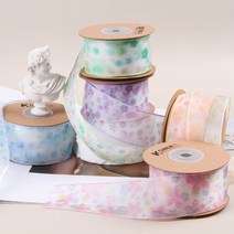 에일린리본 로잔느 오간디리본 리본공예diy 포장리본 꽃집리본 포장끈, 3.8cm, 1마 90cm, 01그린