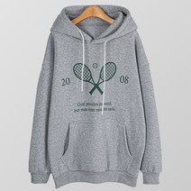 [오버나인] 여성 피치 기모 오버핏 테니스 후드티