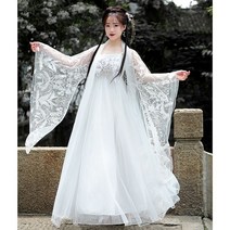 화이트 매쉬 여성 무사복 어른 계량 생활 한복 철릭 원피스 사극 드라마 촬영