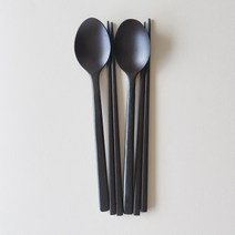 롬우드 로즈원목 나무 올블랙 수저세트, 롬우드 수저세트[올블랙]