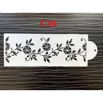 스프레이부스 29x10cm 퐁당 케이크 메쉬 스텐실 스탬프 엠보싱 웨딩 장식 도구 플라스틱 스프레이 금형 초콜릿 그리기 그림, [06] C6