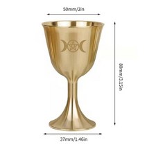 안성 유기 놋 그릇 반상기 세트 오각형 성배 잔 쇠 포도주 잔 마시는 컵 펜타클 성배 제단 제단 성배 의식기도 기름 부음, 초록