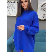 겨울원피스 롱 니트 셀란딘 긴 소매 터틀넥 두꺼운 니트 스웨터 드레스 여성 캐주얼 오버사이즈 하운드투스 드레스 가을 겨울