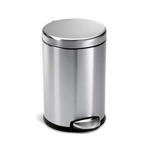 심플휴먼 4.5리터 / 1.2갤런 원형 욕실 계단 휴지통 브러시드 스테인레스 스틸, Brushed, 4.5 Liter Round
