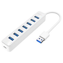 IDsonix-USB 허브 3.0 7 포트 전원 USB 멀티 분배기 고속 노트북 아이맥 서피스 프로용 어댑터 사용, [01] WHITE