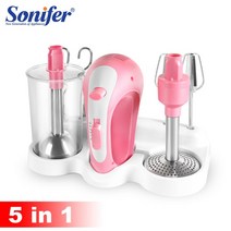스파반죽기 밀가루 가정용 거품기 믹서 제빵 반죽기 Sonifer-5 인 1 전기 푸드 반죽 후크가 있는 주방 블렌더 크롬 계란 핸드 기계, [01] EU, [01] 5 In 1 Food Mixer, 없음