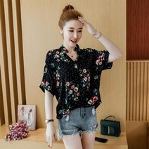 S3140 시원하고 얇은 언발 V넥 반팔블라우스 BL