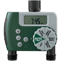 Orbit 58910 프로그래밍 가능 호스 수전 타이머 콘센트 2개 녹색, 2-Outlet Brass