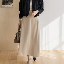 그녀의 신발 (빠른배송)새틴 플레어 스커트 진베이지 연베이지 스