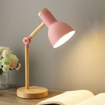 E27 북유럽 눈 보호 책상 램프 나무 책 빛 공부 침실 거실 독서 LED 테이블 빛128894, 분홍, 미국 플러그, 3색 전환
