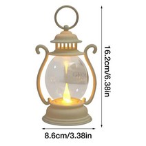레트로 LED 휴대용 램프 라운드 밸리 랜턴 전자 캔들 오일 말 야외 캠핑, 01 White