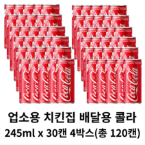 업소용 치킨집 호프집 피시방 사무실 코카콜라 245 x 30개 1박스 콜라 배달용 서비스용 중국집 대용량, 120캔, 245ml