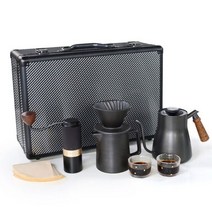 여행 커피 메이커 세트 V60 드리퍼 서버 주전자 수동 그라인더 필터 종이 선물 상자 야외 캠핑, SET C