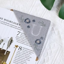 26글자 맞춤 자수 모서리 책갈피 펠트 편지 책갈피, U