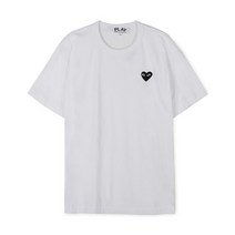 꼼데가르송 남성 블랙하트 와펜 화이트 반팔티 AZ T064 051 2