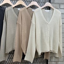 린넨 골지가디건)골지카디건 긴팔 카디간 린넨면 마원단 아크릴얇은원단 브이넥 Y넥 루즈핏 기본 비침