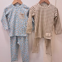 모이모이깜피 [ 착용감이 좋은 60수 면스판내의겸 실내복 한 치수 크게 ] 와플체크브라운 미니베어블루 내의 뉴코아 울산 성남점